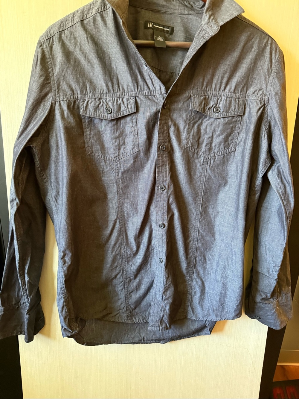 INC Men's Button-Up Shirt in Charcoal Gray